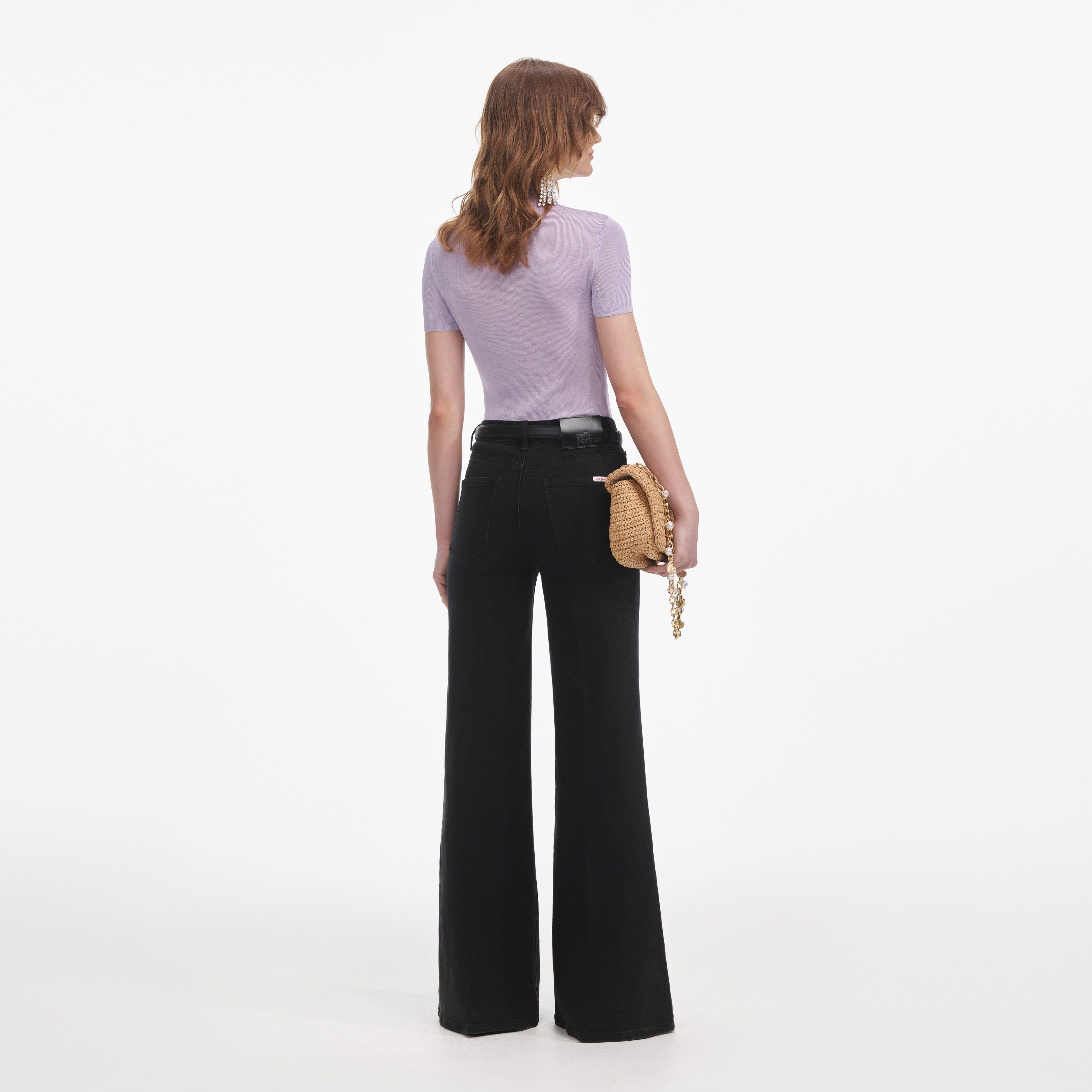 Lilac Viscose Knit Short Sleeve Top