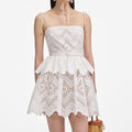 White Cotton Broderie Mini Dress