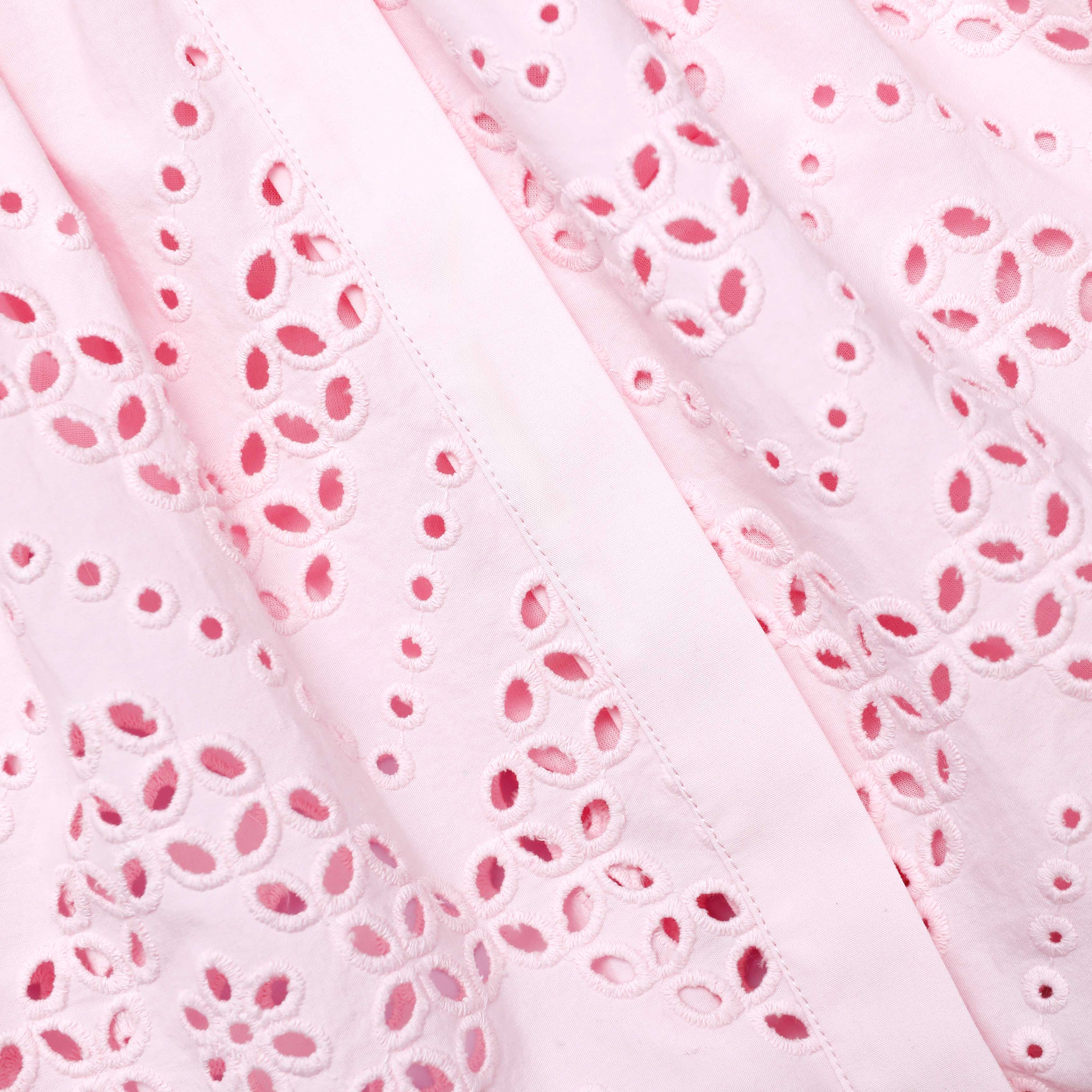 Pink Cotton Broderie Mini Dress