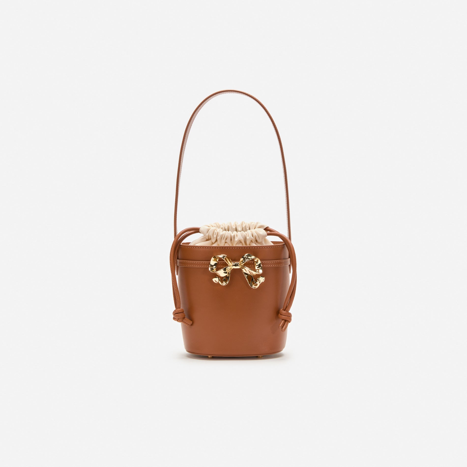 Brown Leather Shoulder Bow Bag