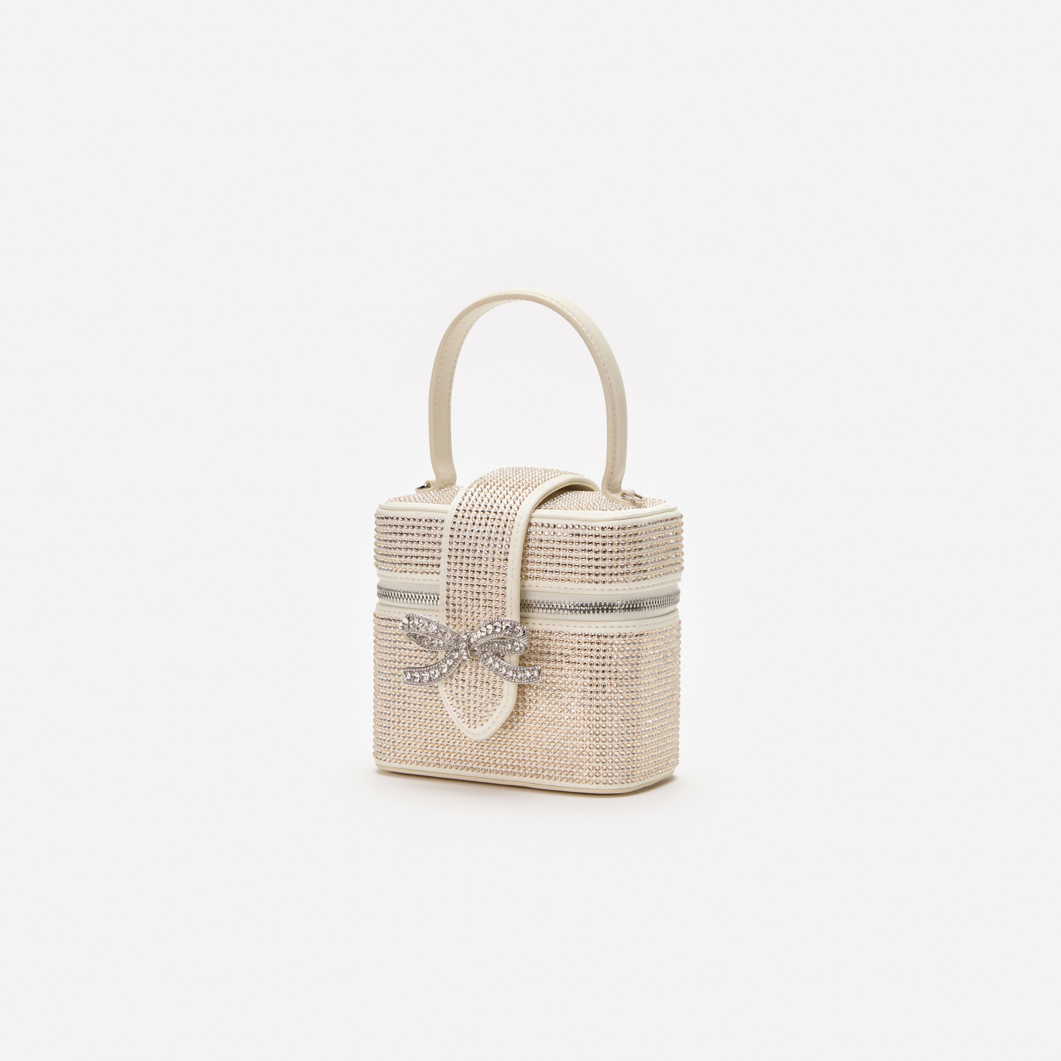 Champagne Satin Rhinestone Vanity Case