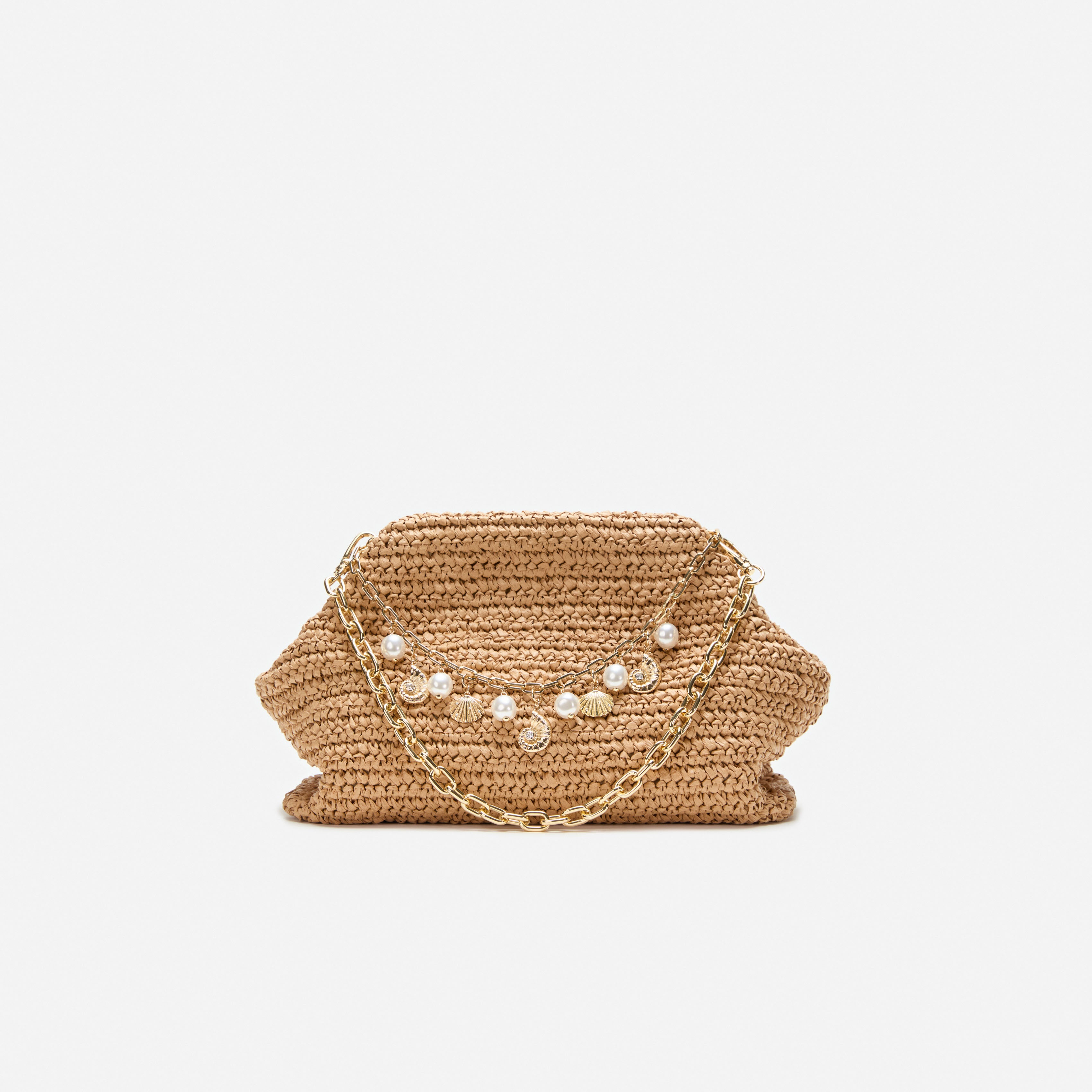 Raffia Charm Shoulder Bag