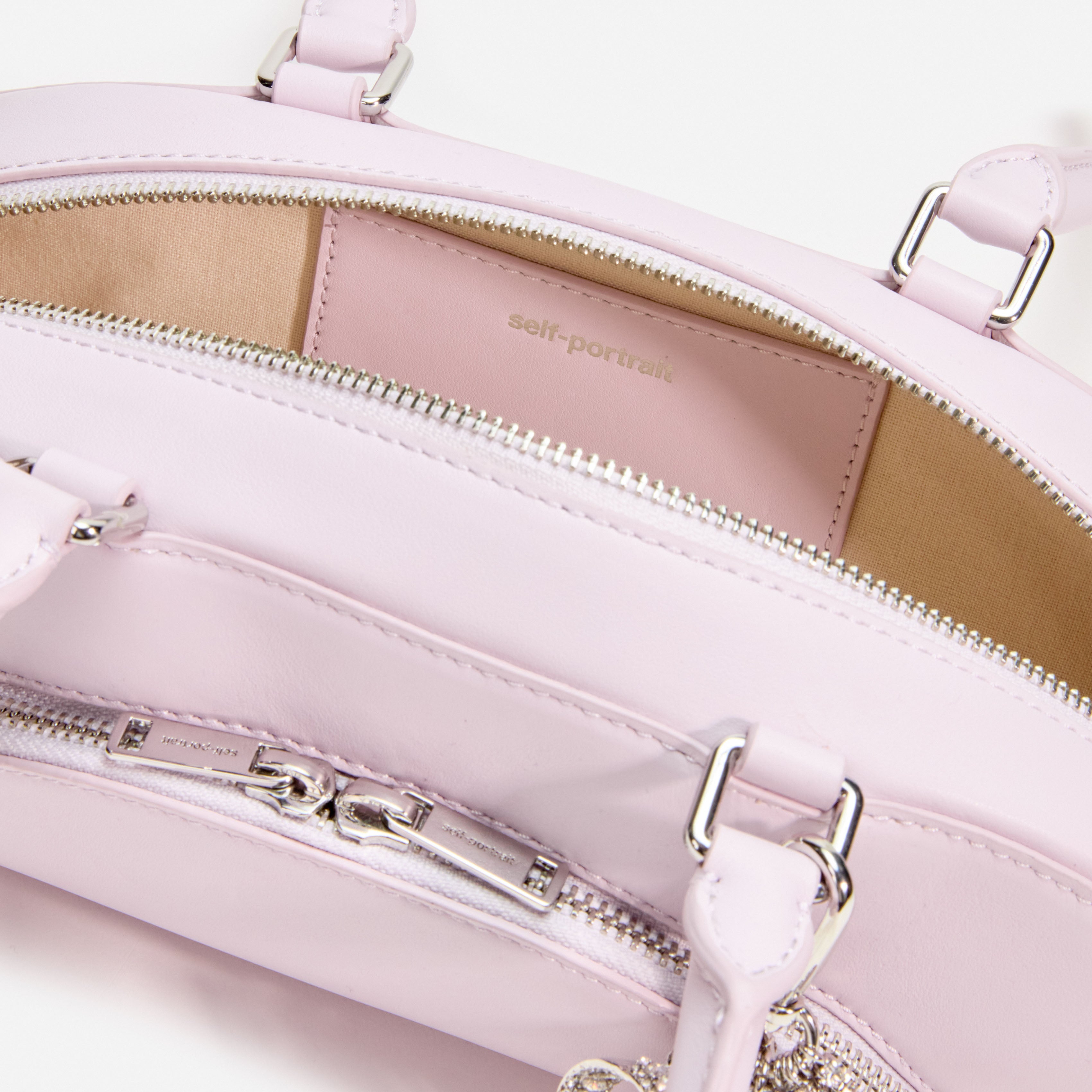 Lilac Leather Curved Charm Shoulder Bag