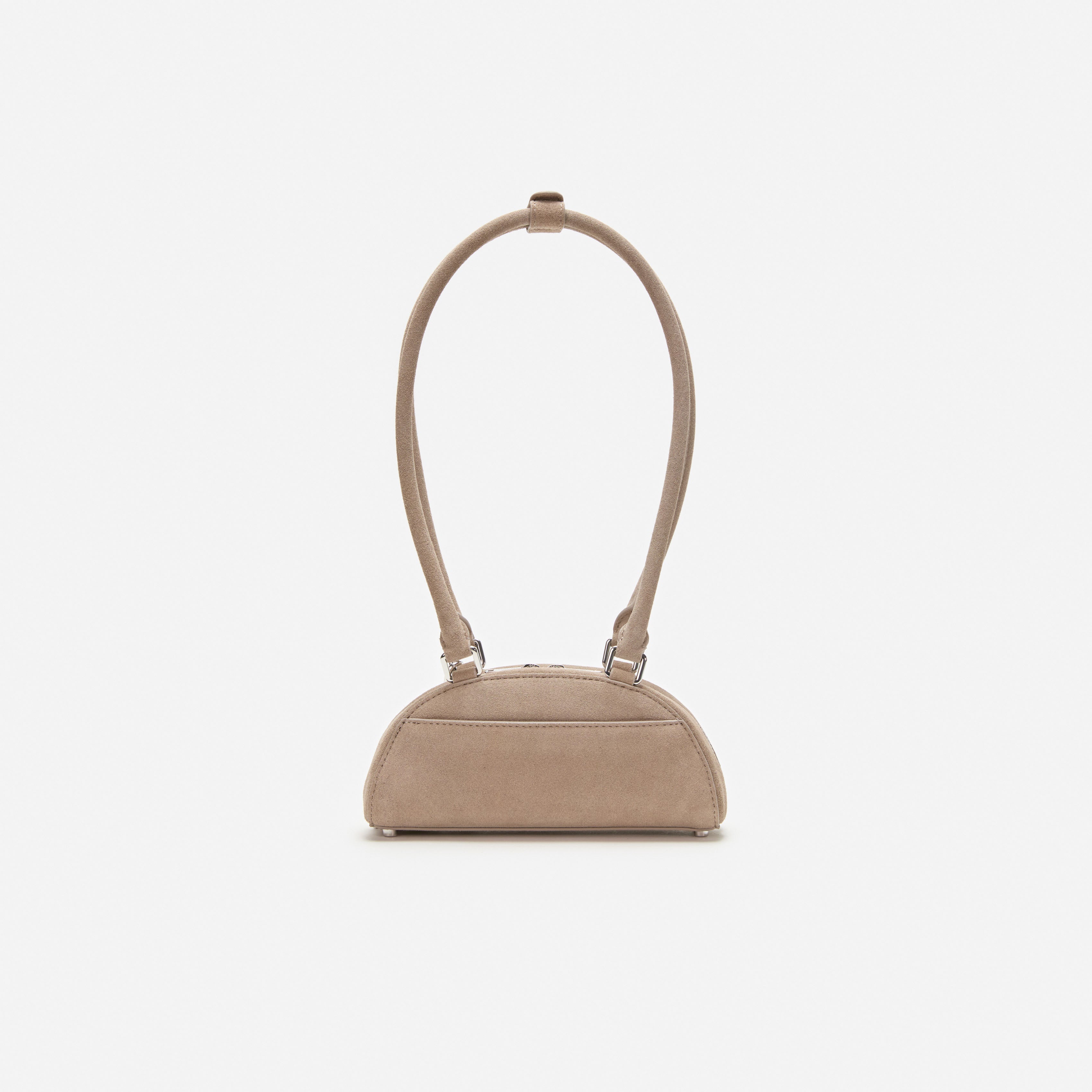 Grey Suede Mini Shoulder Bag With Charm