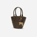 Dark Brown Leather Charm Tote Bag