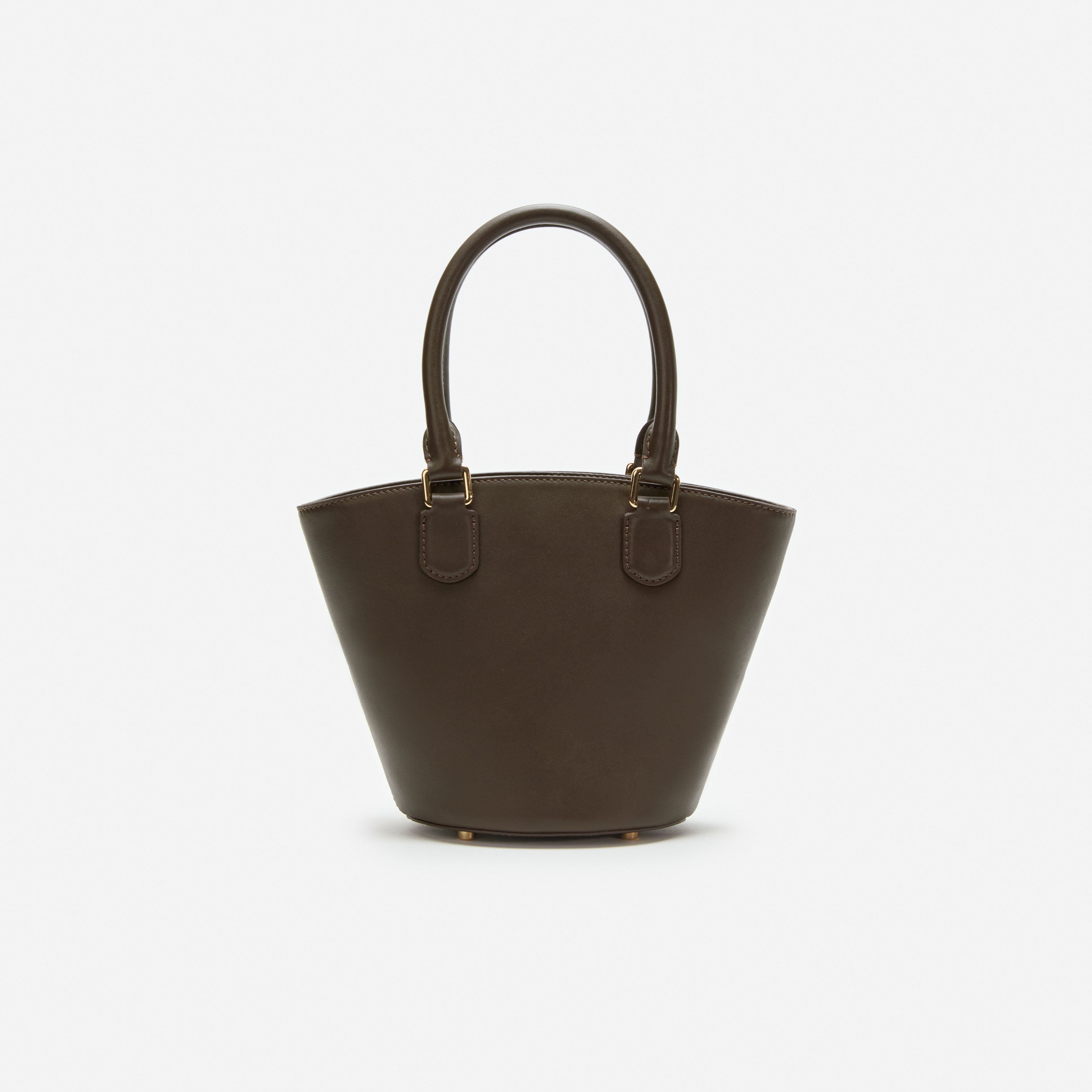 Dark Brown Leather Charm Tote Bag