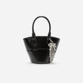 Black Leather Charm Tote Bag