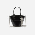 Black Leather Charm Tote Bag