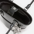 Black Leather Charm Tote Bag
