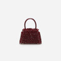 Burgundy Embellished Micro Bow Bag