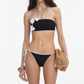 Black Crochet Flower Bikini Top