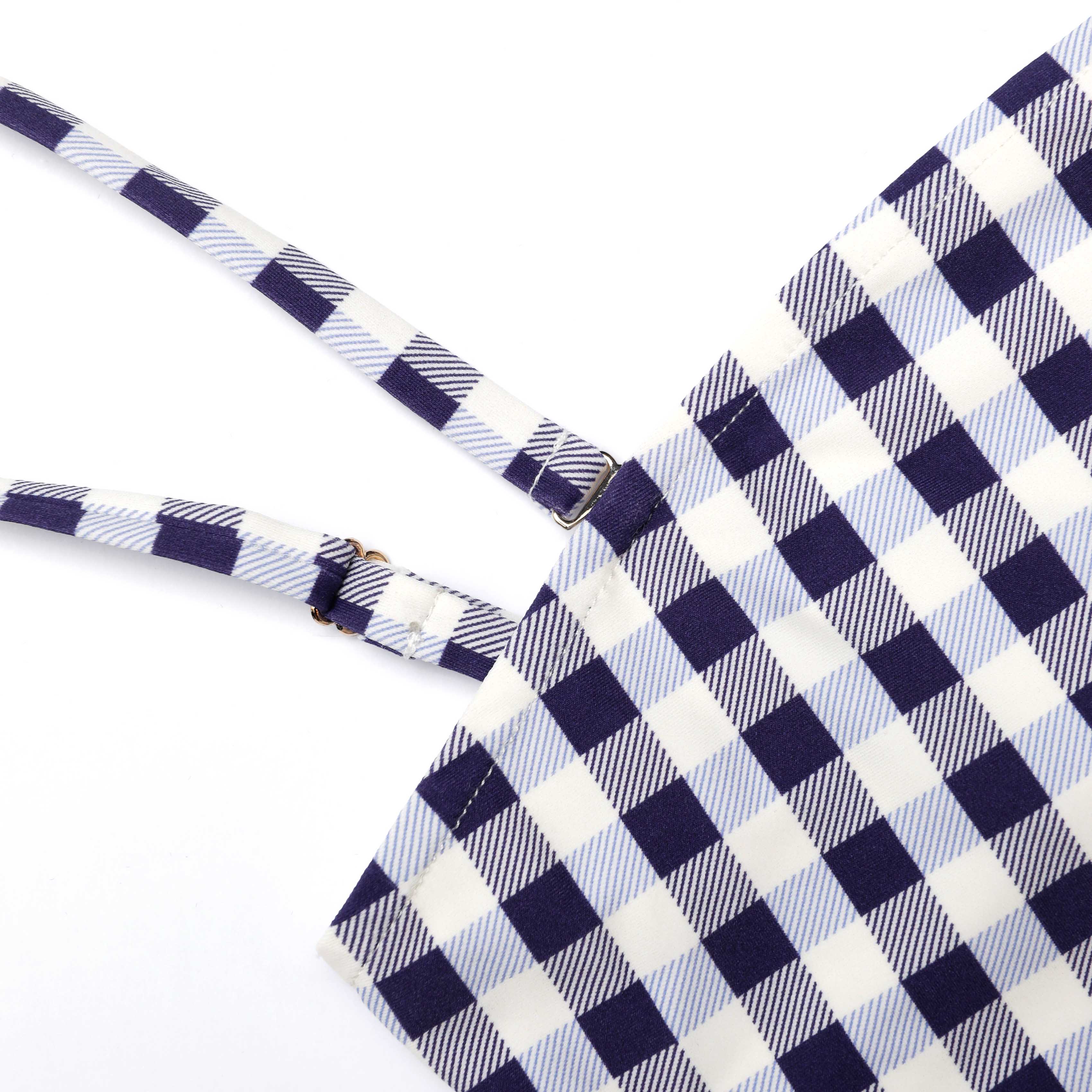 Navy Gingham Bikini Top