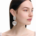 Crystal Pearl Tiered Heart Earrings