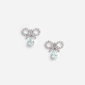 Micro Bow Blue Droplet Earrings