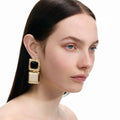 Mottled Gold Black Tiered Earrings