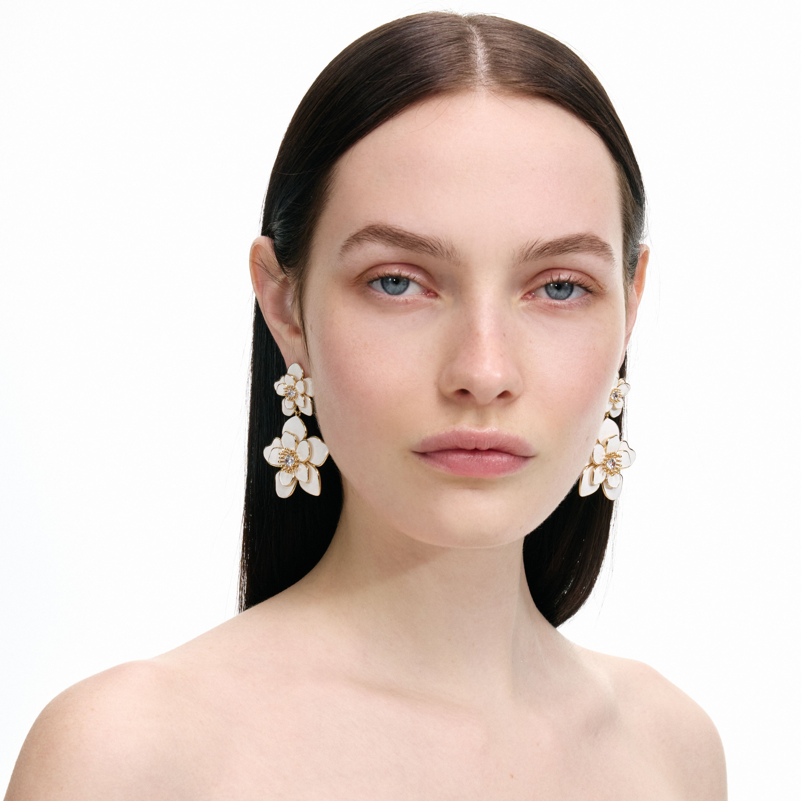 Enamel Flower Tiered Earrings