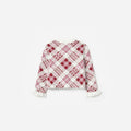 Burgundy Check Cardigan
