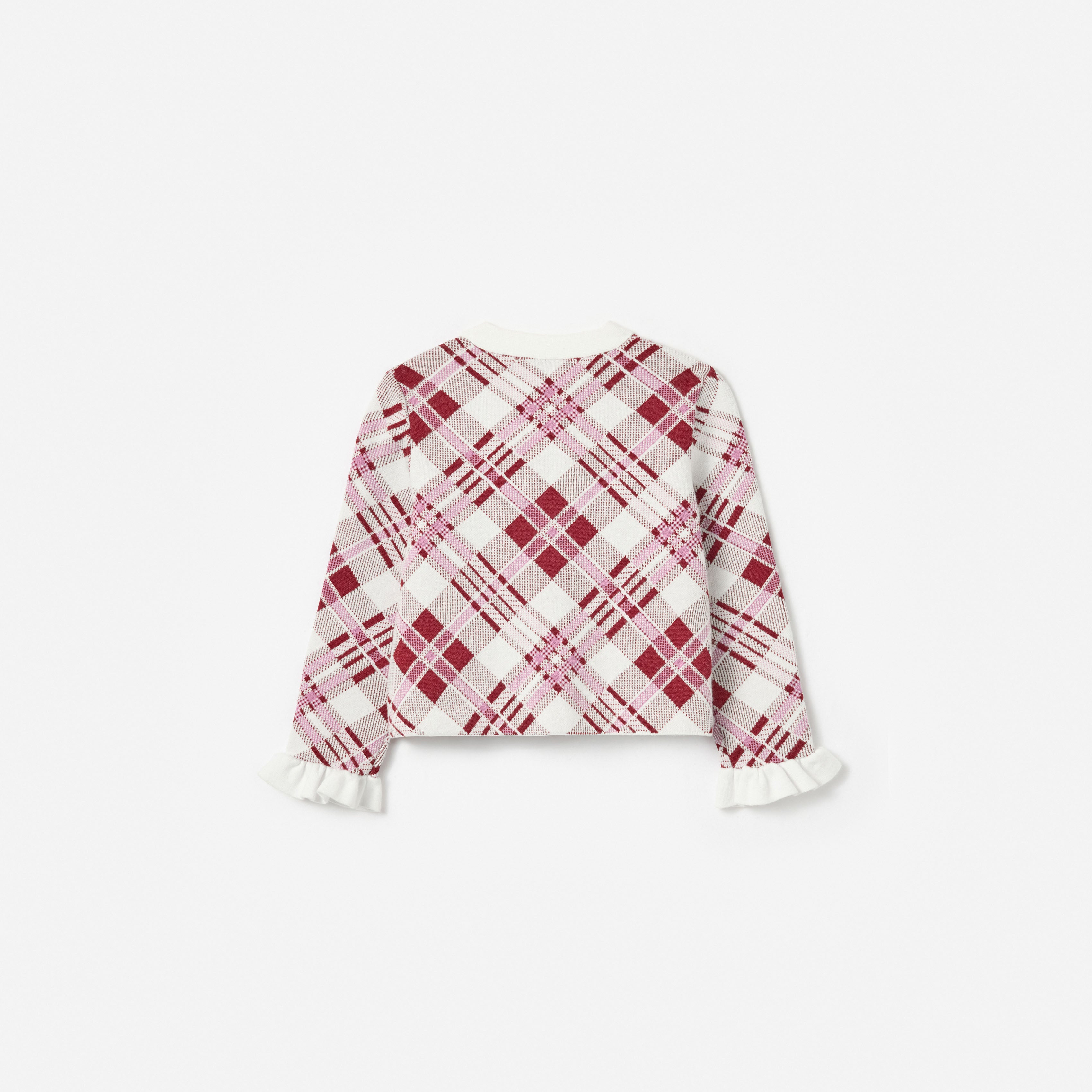 Burgundy Check Cardigan