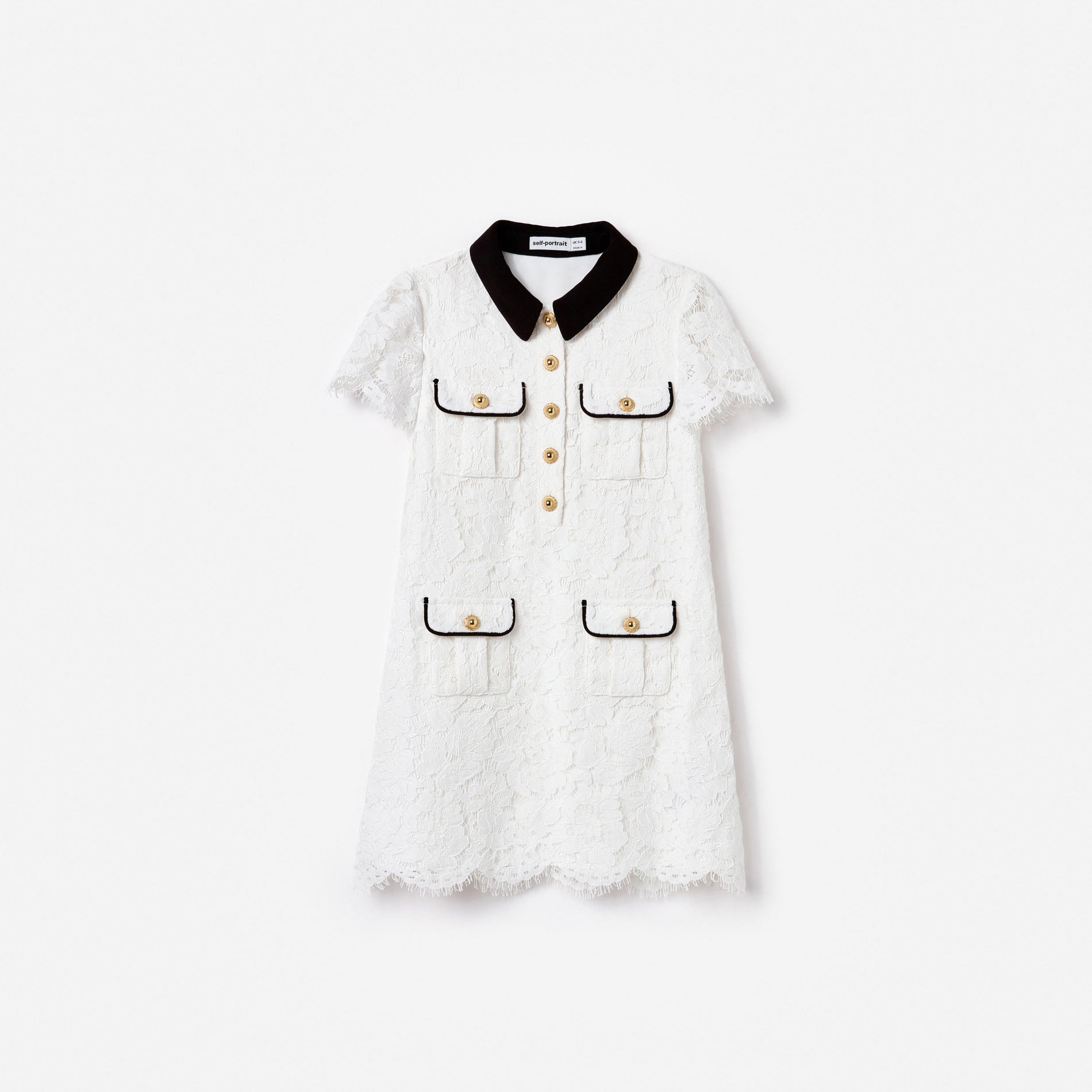 White Lace Contrast Collar Dress