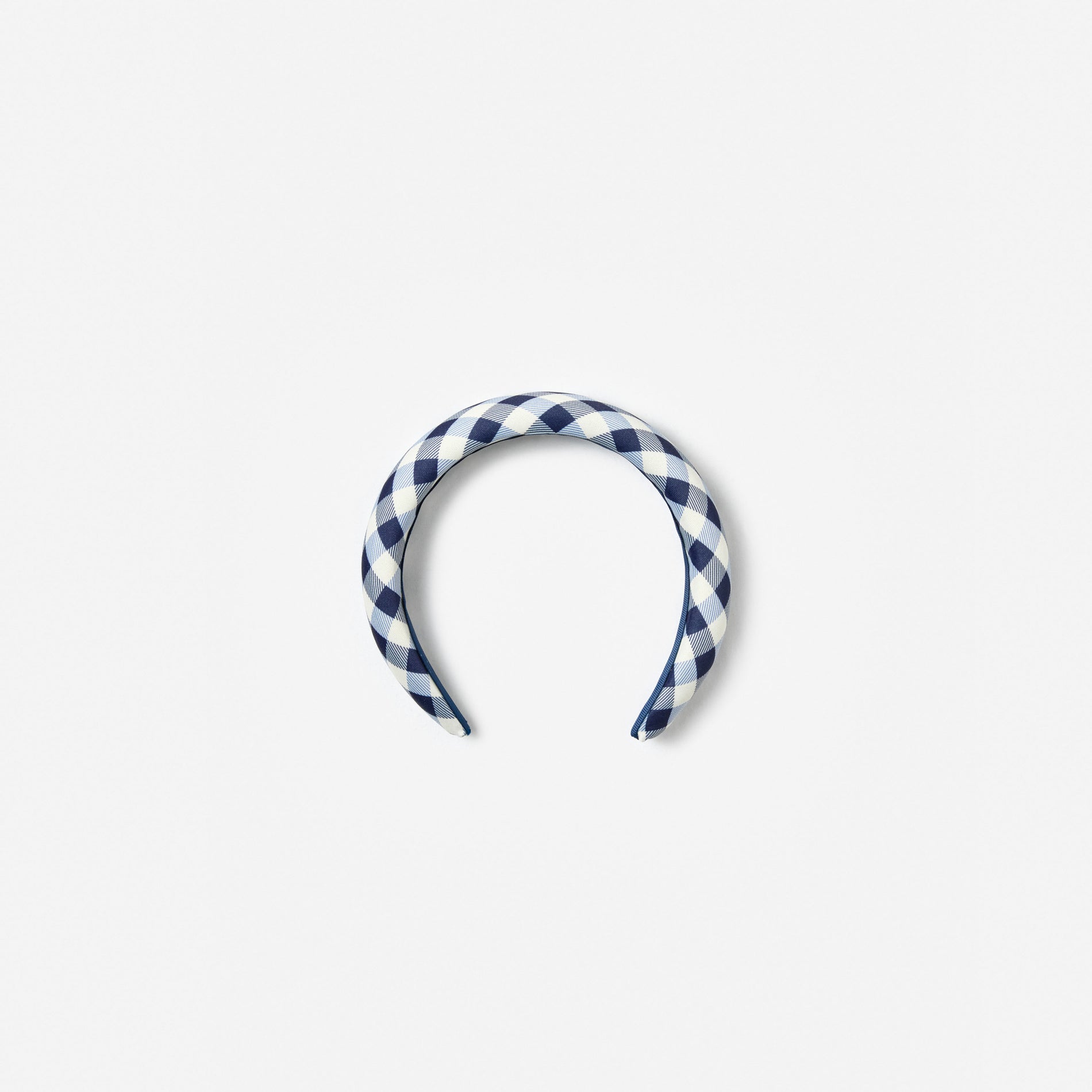 Navy Gingham Taffeta Headband