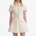 Cream Collared Denim Mini Dress