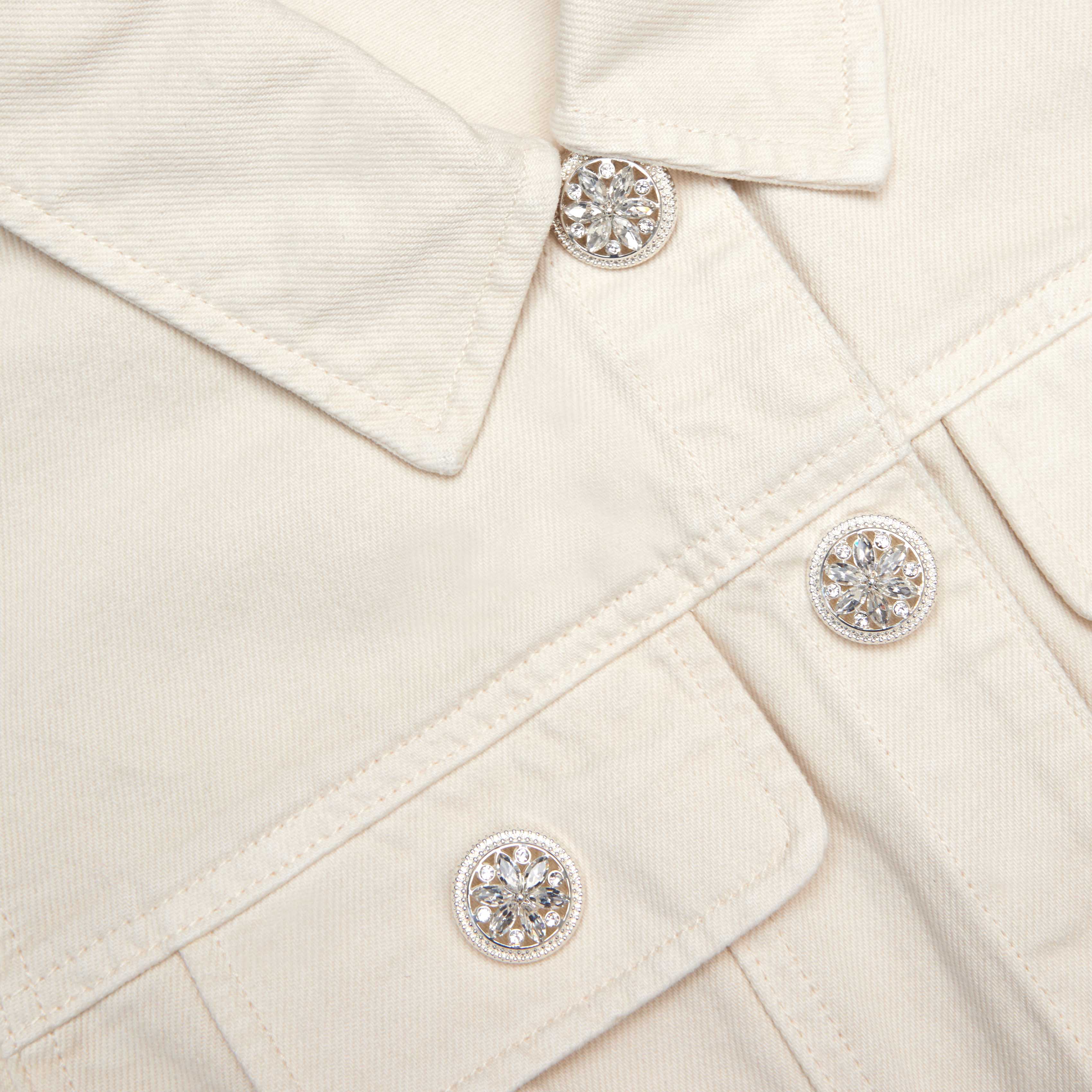 Cream Collared Denim Mini Dress