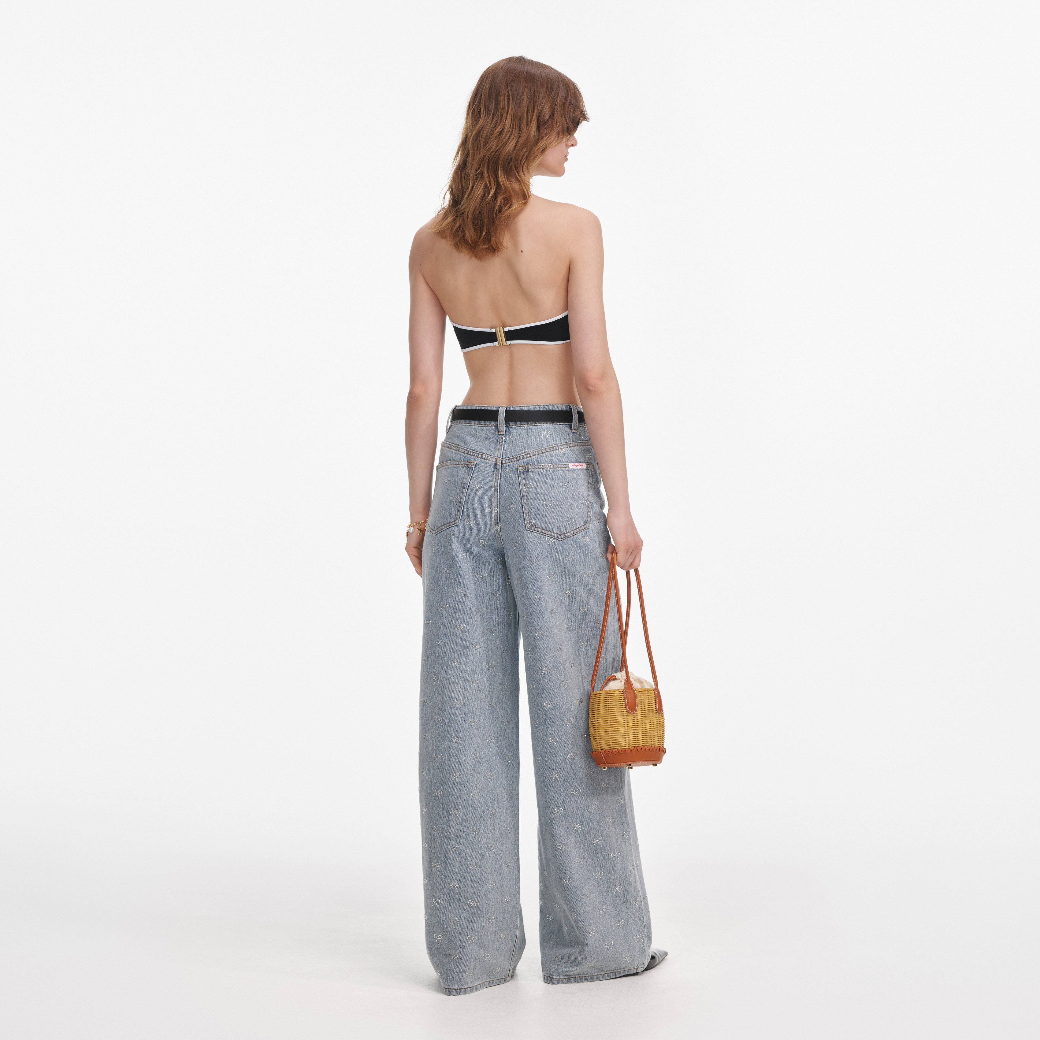 Light Blue Diamante Bow Jeans