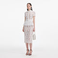 White Lace Peplum Midi Dress