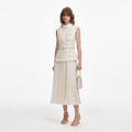 Cream Boucle Sleeveless Midi Dress
