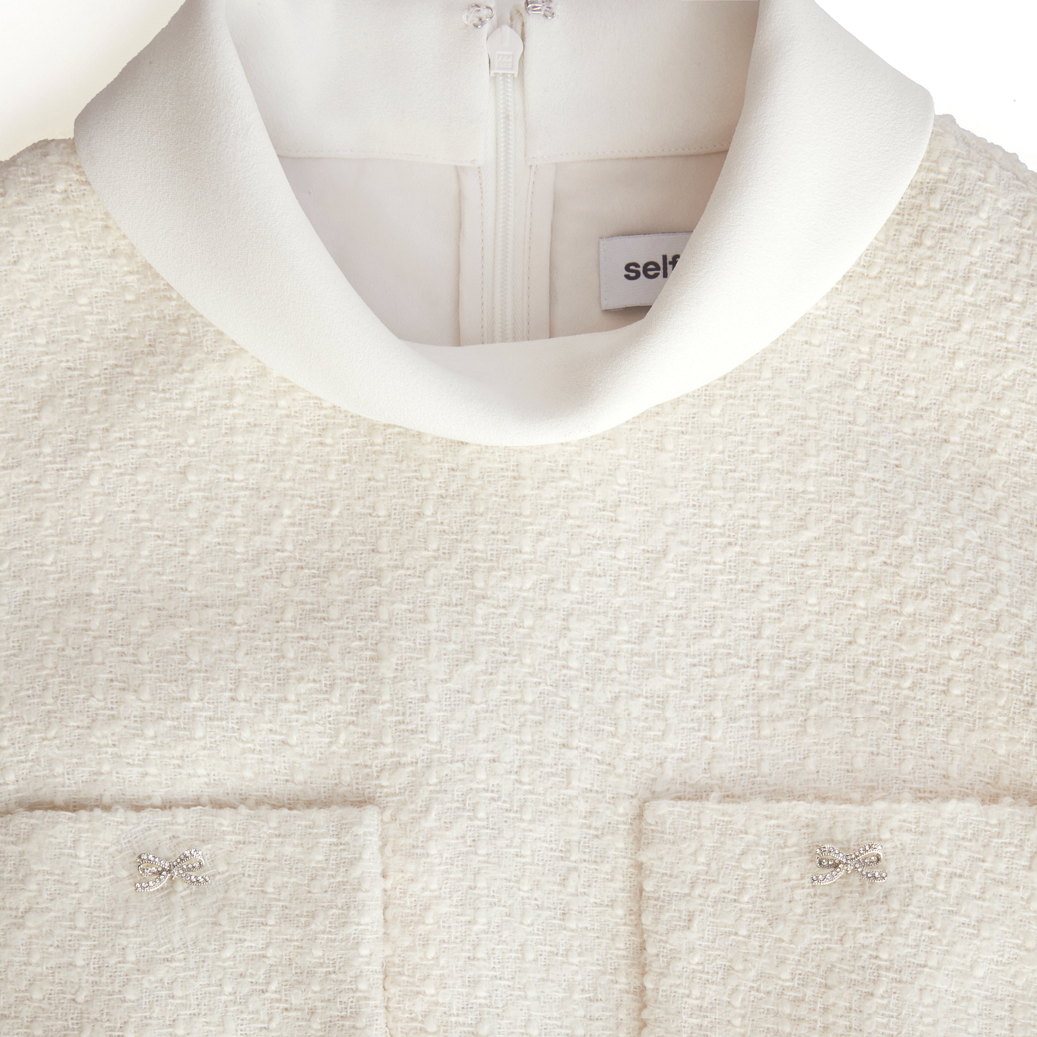 Cream Boucle Sleeveless Midi Dress