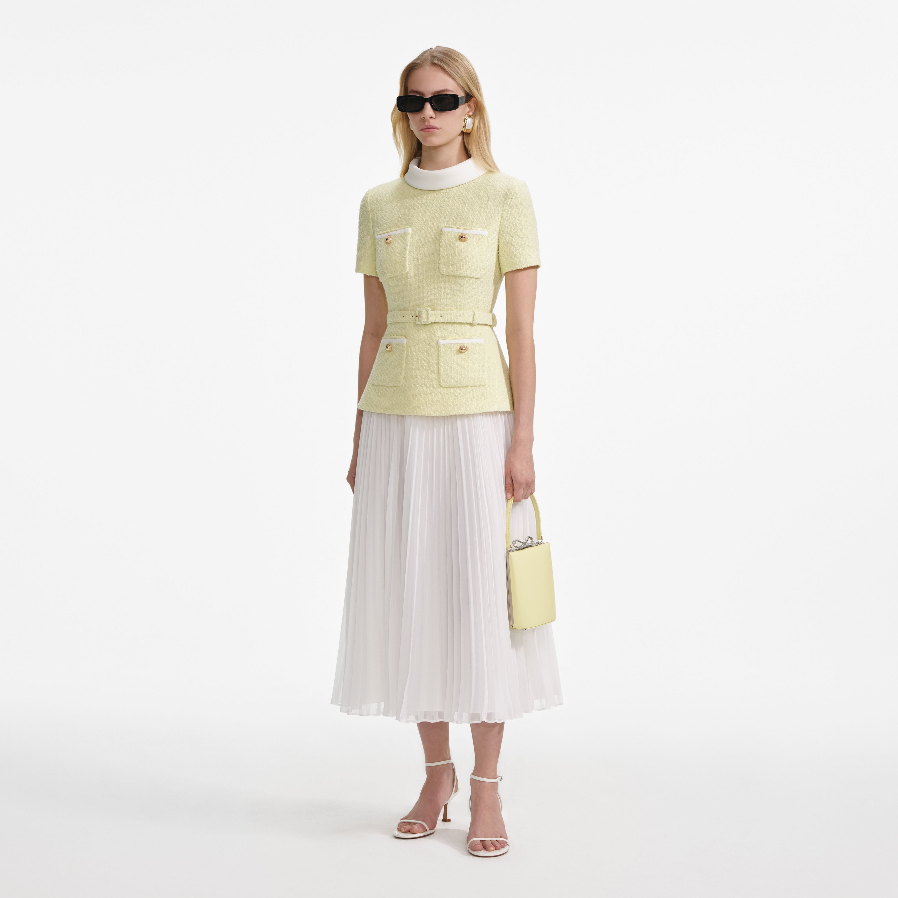 Yellow Boucle Midi Dress