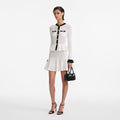 White Pointelle Knit Contrast Mini Dress