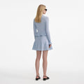 Blue Pointelle Knit Mini Dress