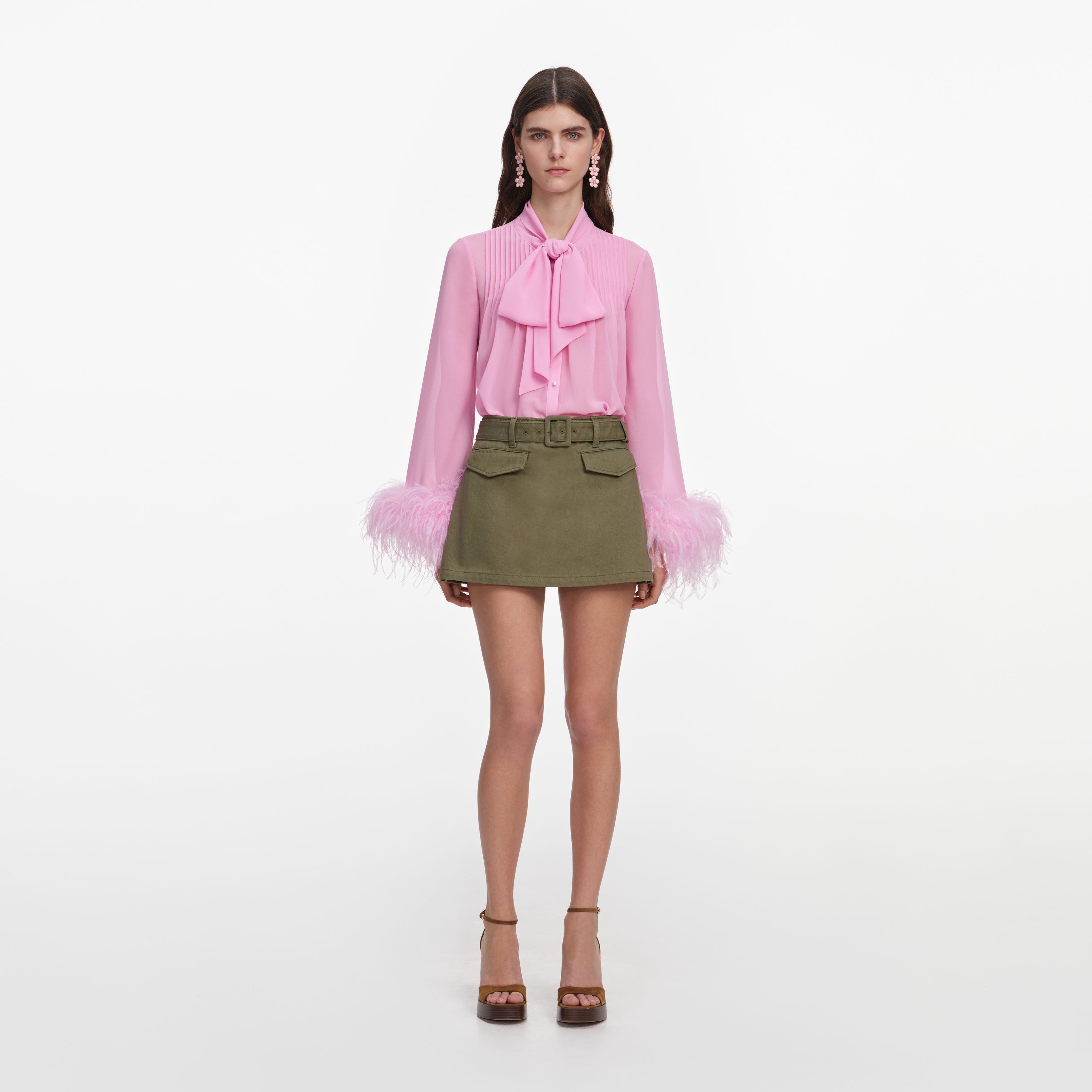 Khaki Denim Utility Skort
