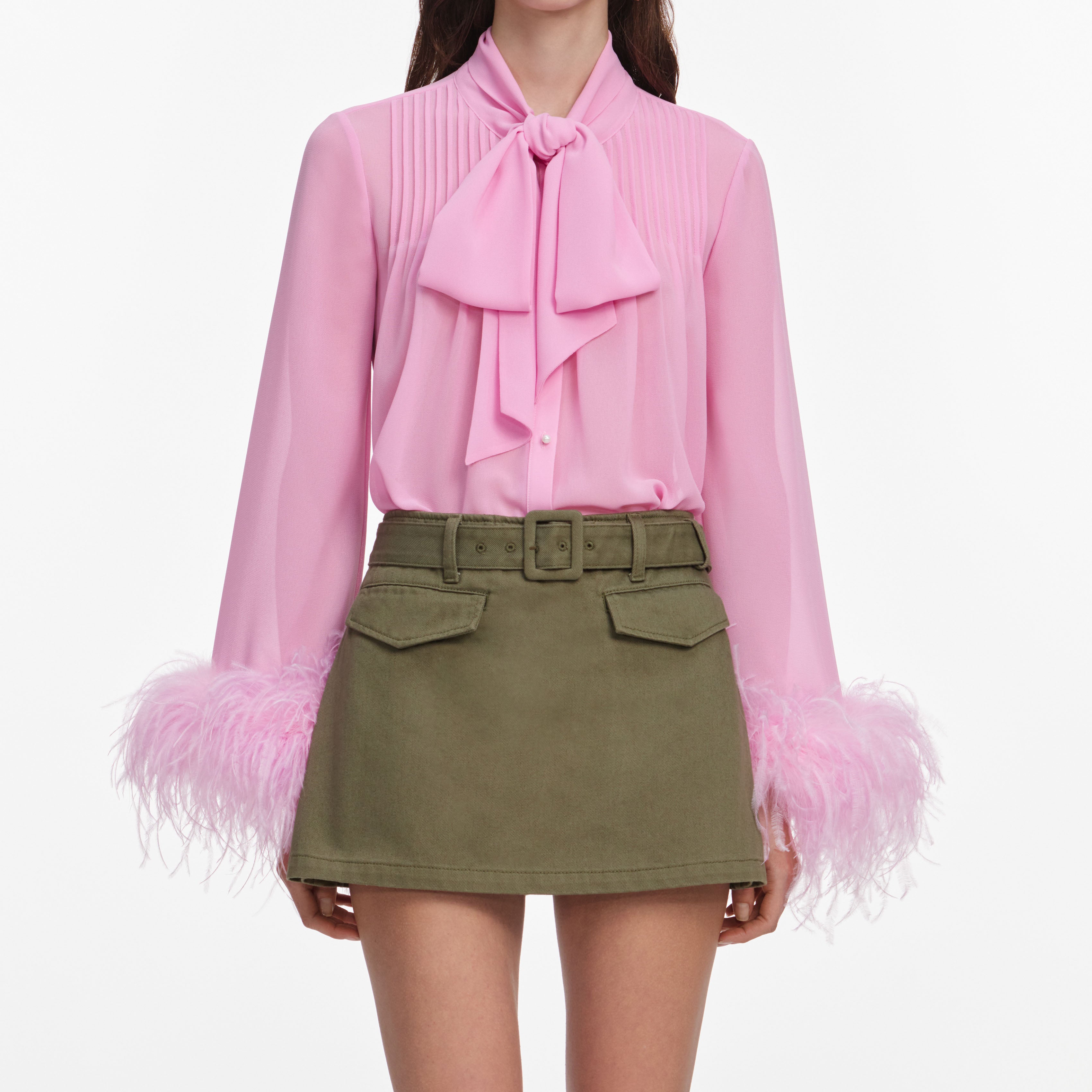 Khaki Denim Utility Skort