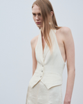 Cream Linen Blend Waistcoat