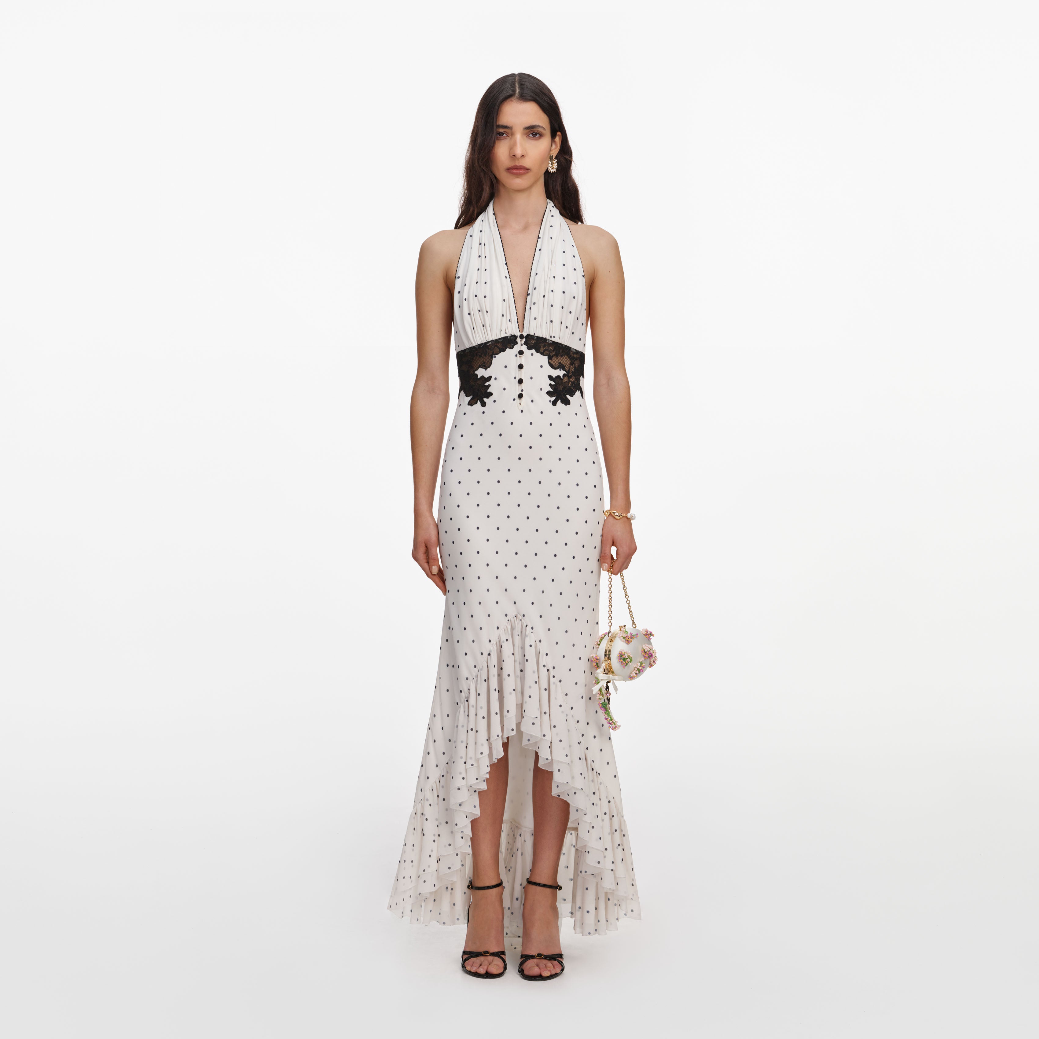 Polka Dot Halter Neck Midi Dress