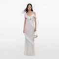 White Ruffle Knit Maxi Dress