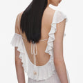White Ruffle Knit Maxi Dress