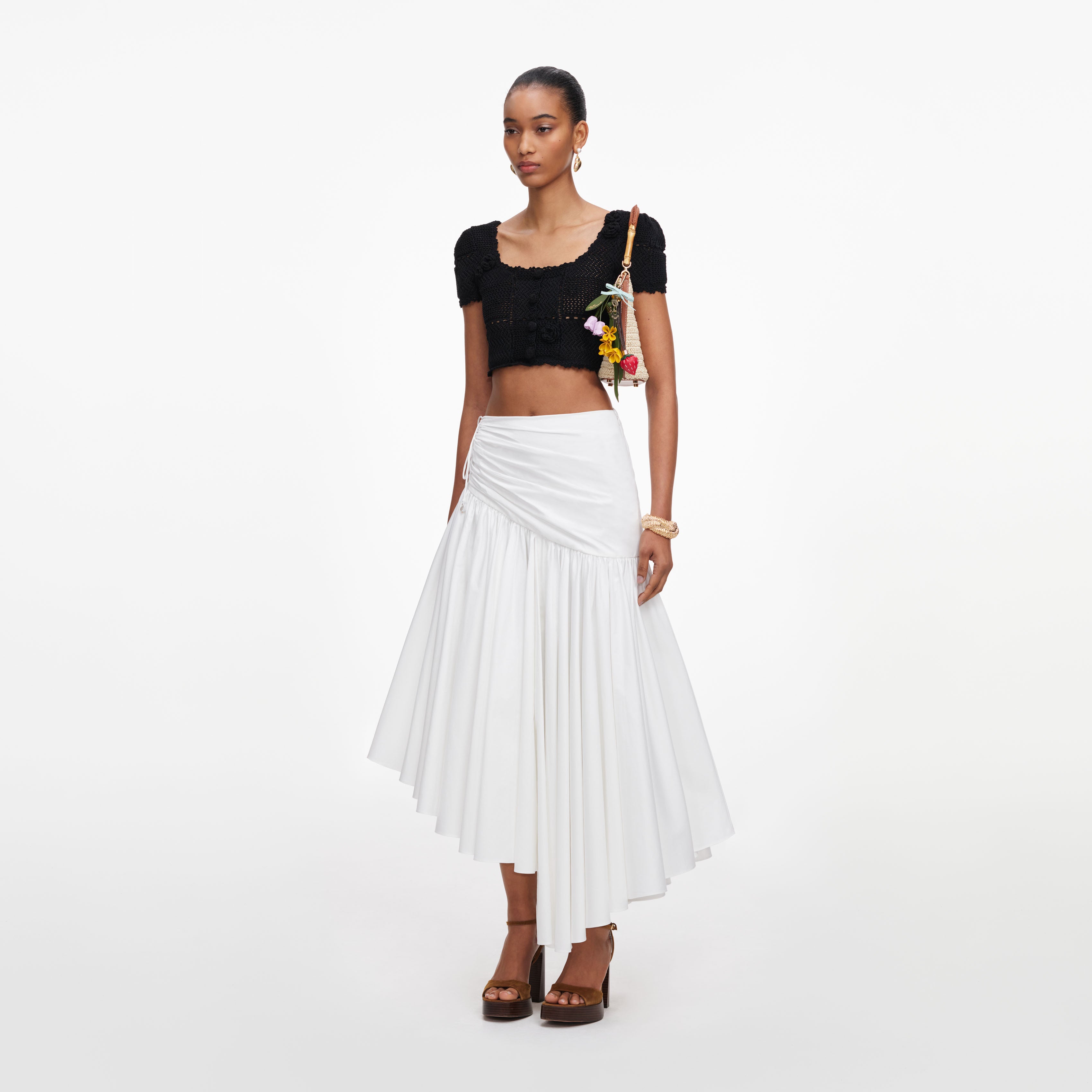 Black Crochet Knit Crop Top