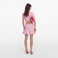 Pink Flower Knit Mini Skirt