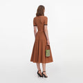 Brown Pointelle Knit Midi Dress