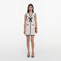 White Pointelle Knit Mini Dress