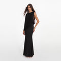Black Viscose Knit One Shoulder Maxi Dress