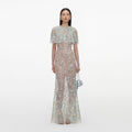 Mint Embellished Cape Maxi Dress