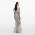 Mint Embellished Cape Maxi Dress