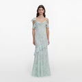 Mint Embroidered Georgette Maxi Dress