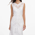White Ramie Sleeveless Midi Dress