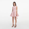 Pink Boucle Sleeveless Mini Dress