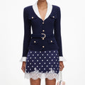 Navy Ribbed Knit Cardigan